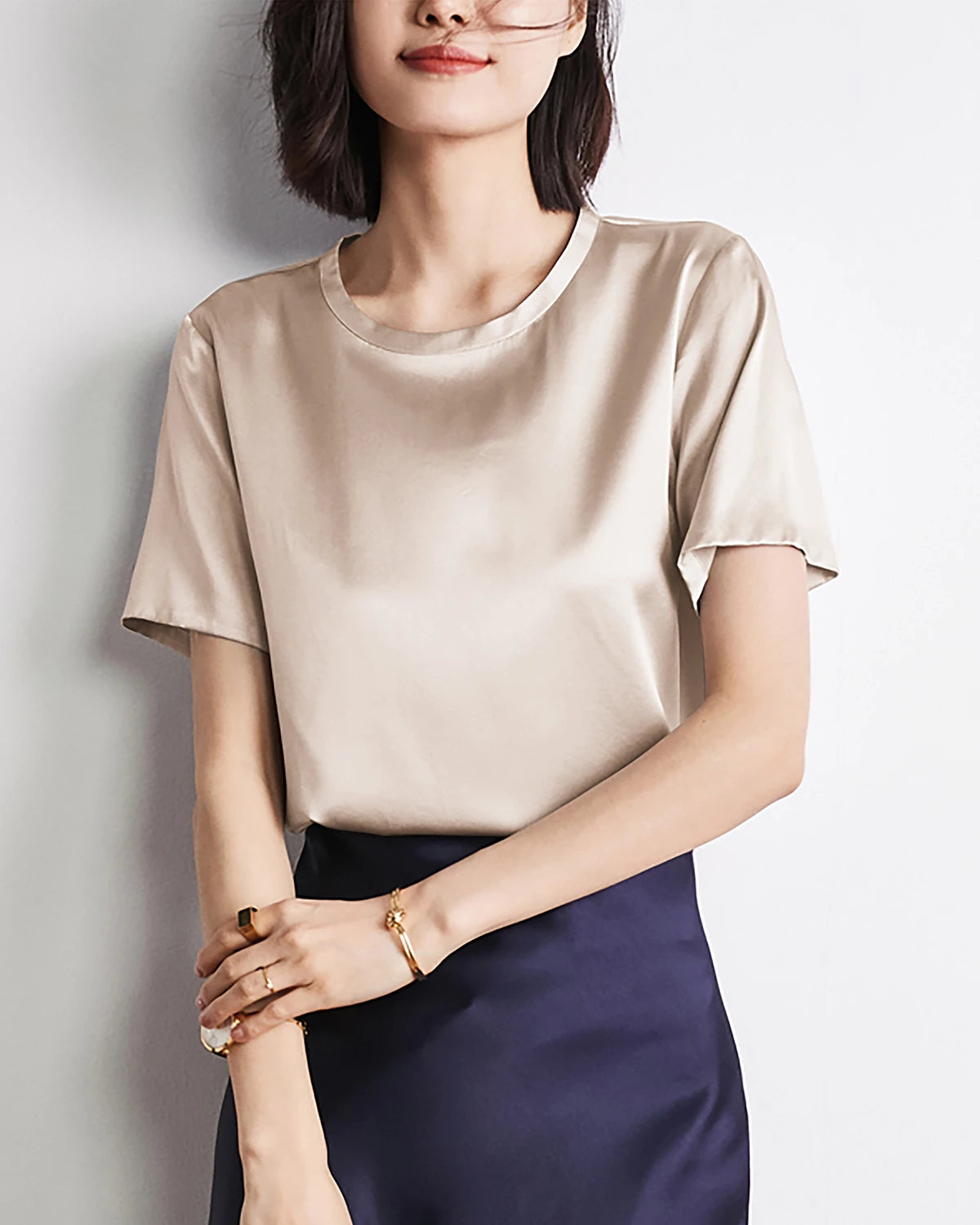 Women's Short Sleeve Silk Blouse