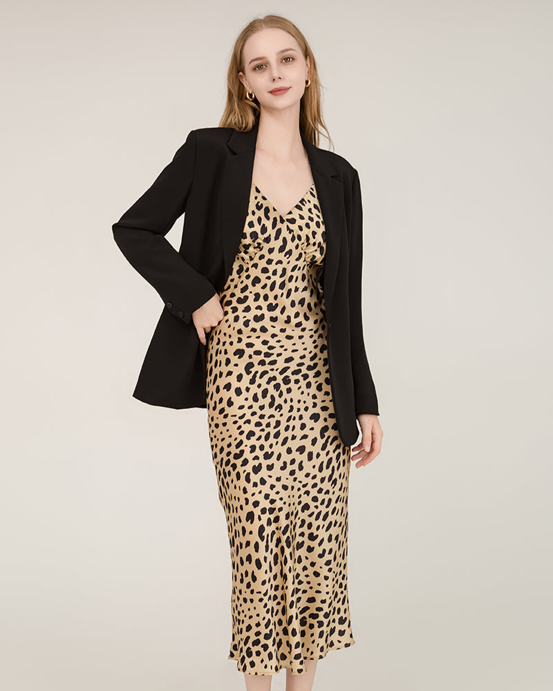 Leopard Print Maxi Silk Dresses