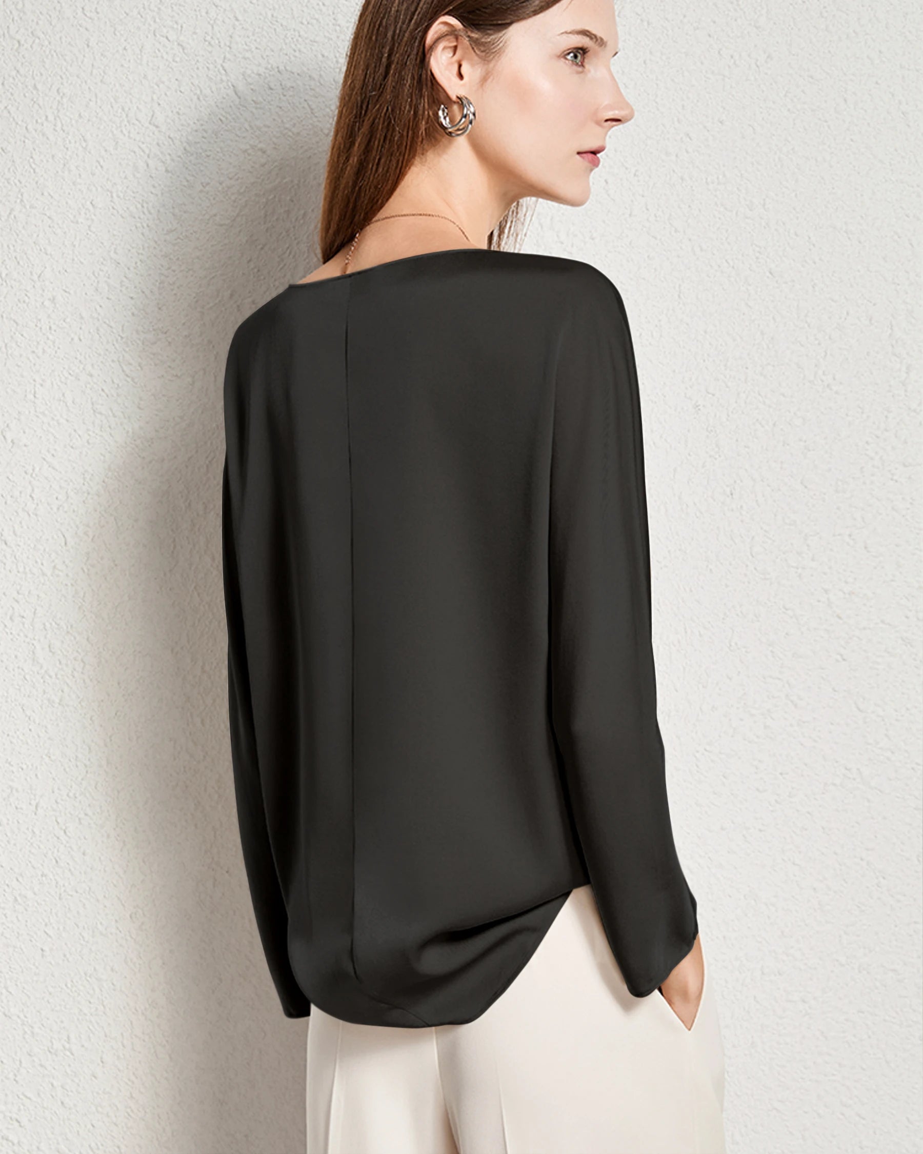 Women's Basic Round Neck Silk Blouse