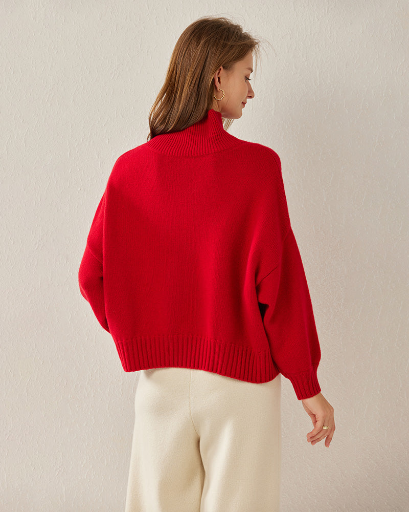 Luxe Oversized Cashmere Turtleneck Sweater