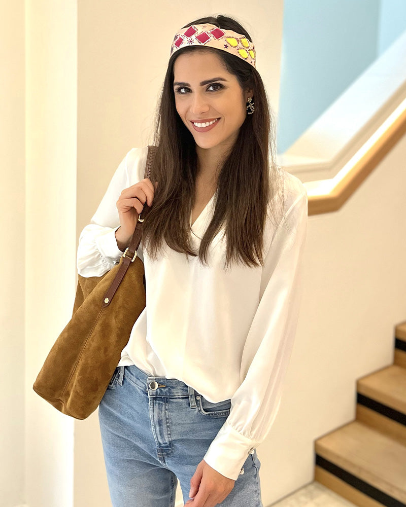 Women's Rhinestone Buttons Silk Blouse