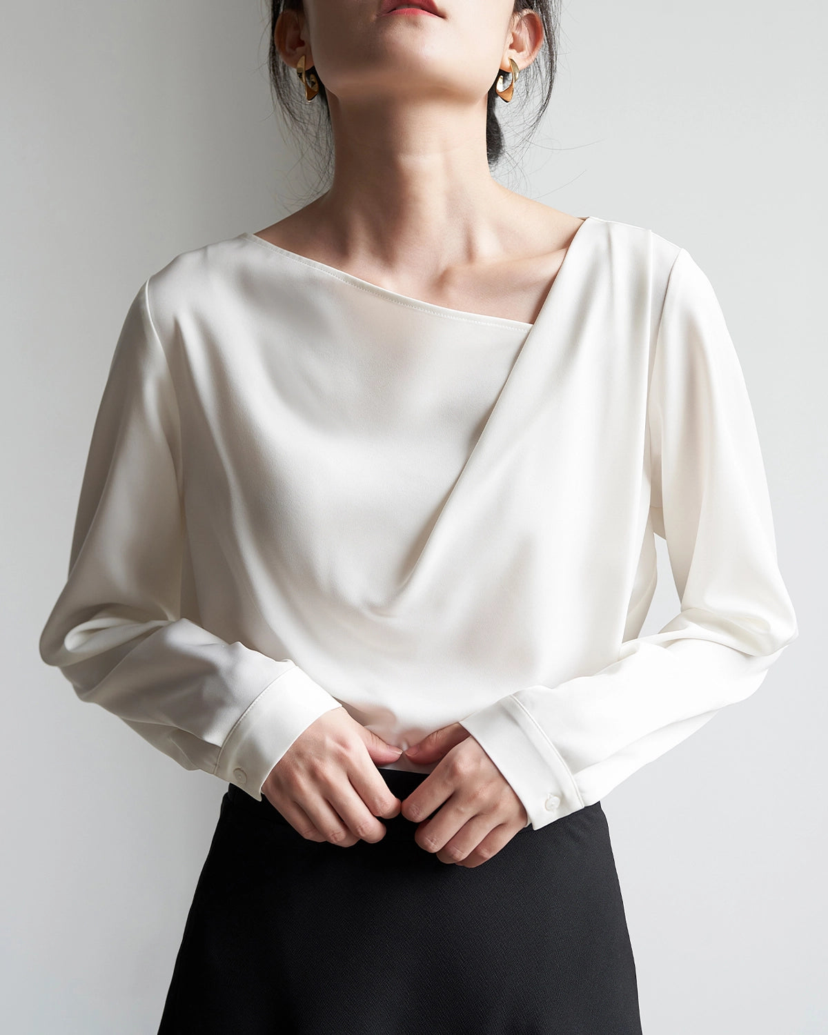 Women's Asymmetrical Neck Silk Blouse