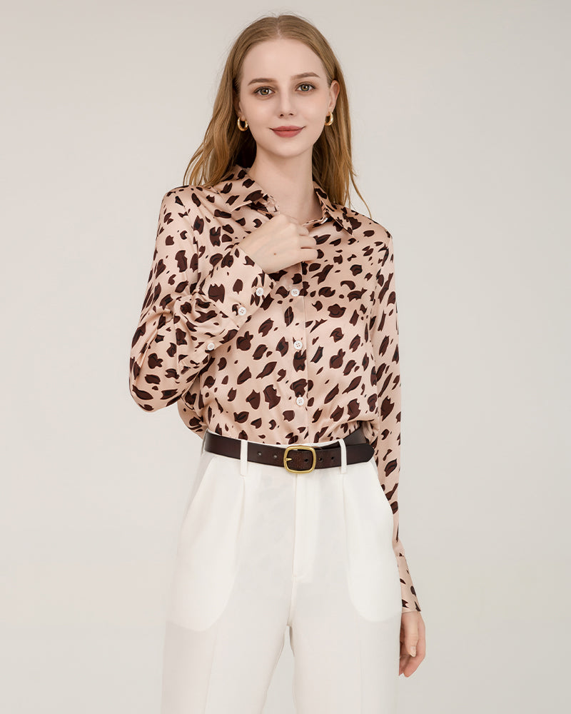 Leopard Print Silk Shirt For Women