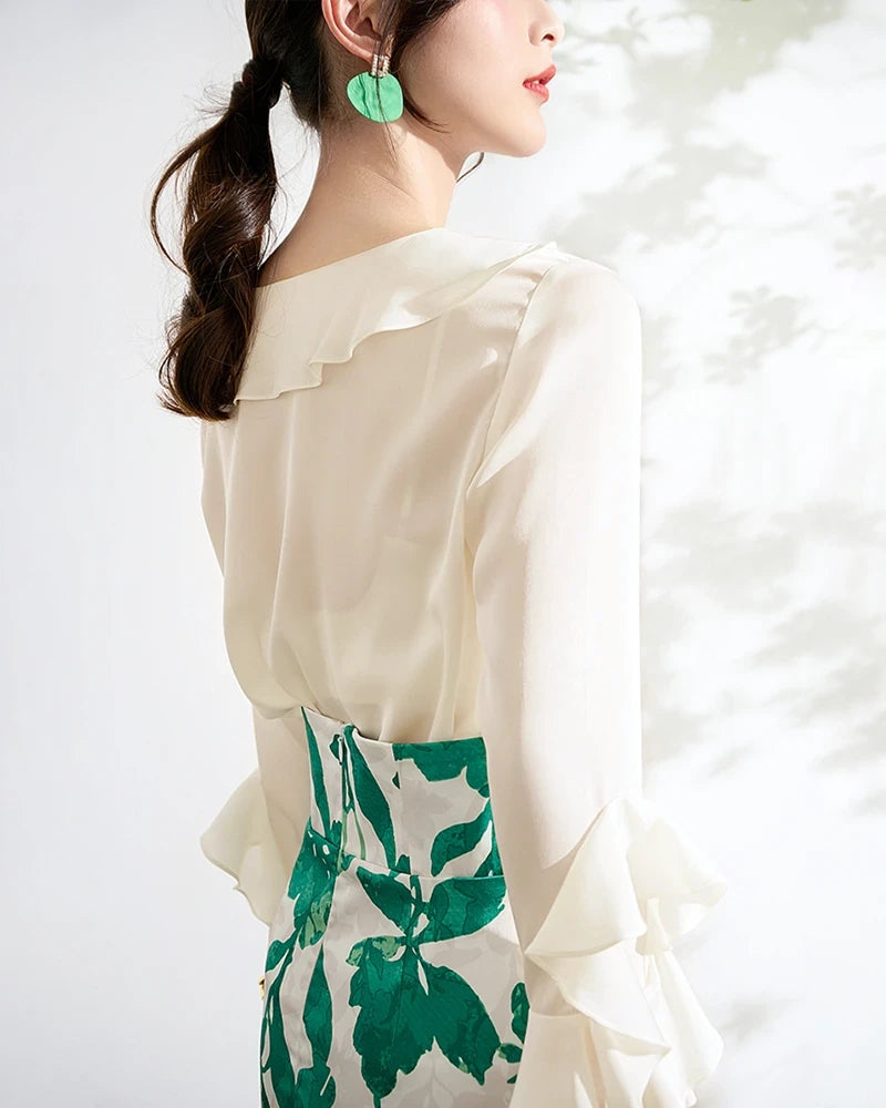 Women's Silk Ruffle Blouse
