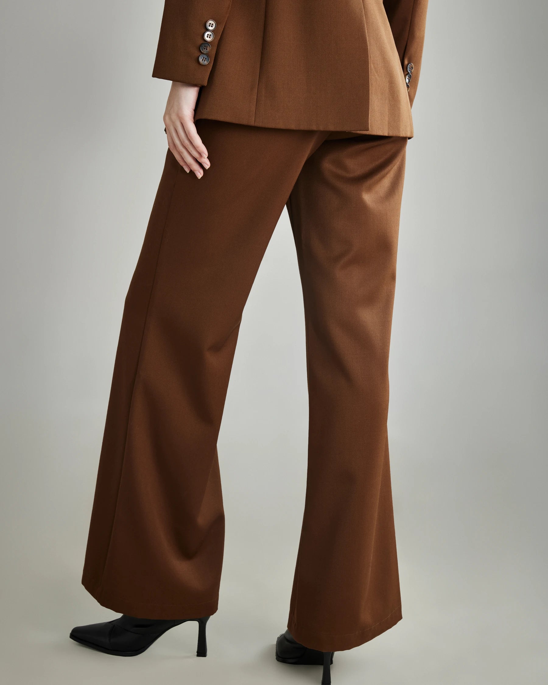 Wool Flared Suit Trousers for Women