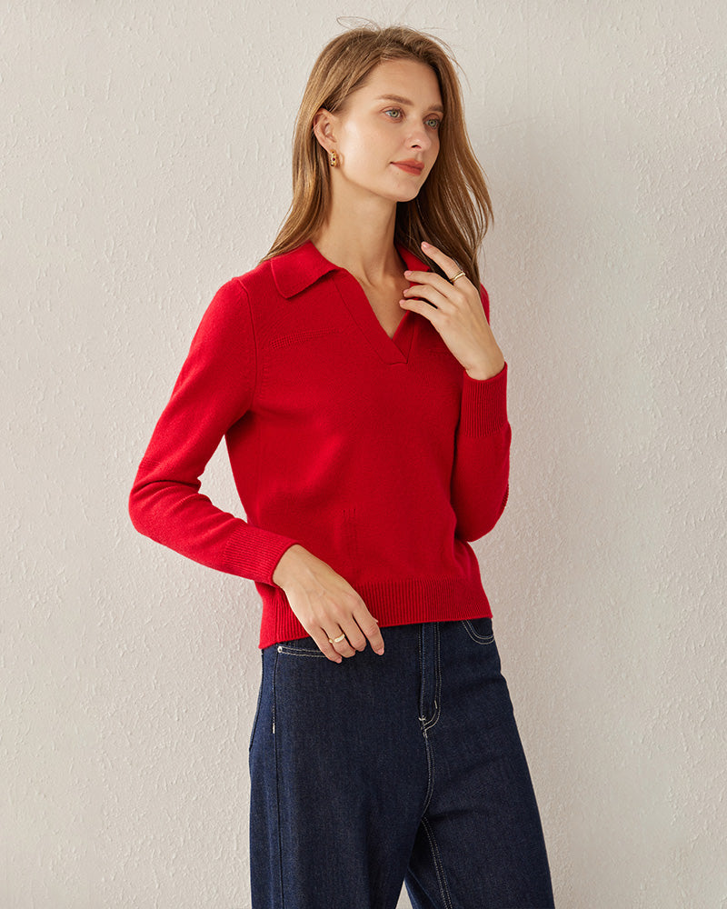 Women's Polo Collar Cashmere Sweater