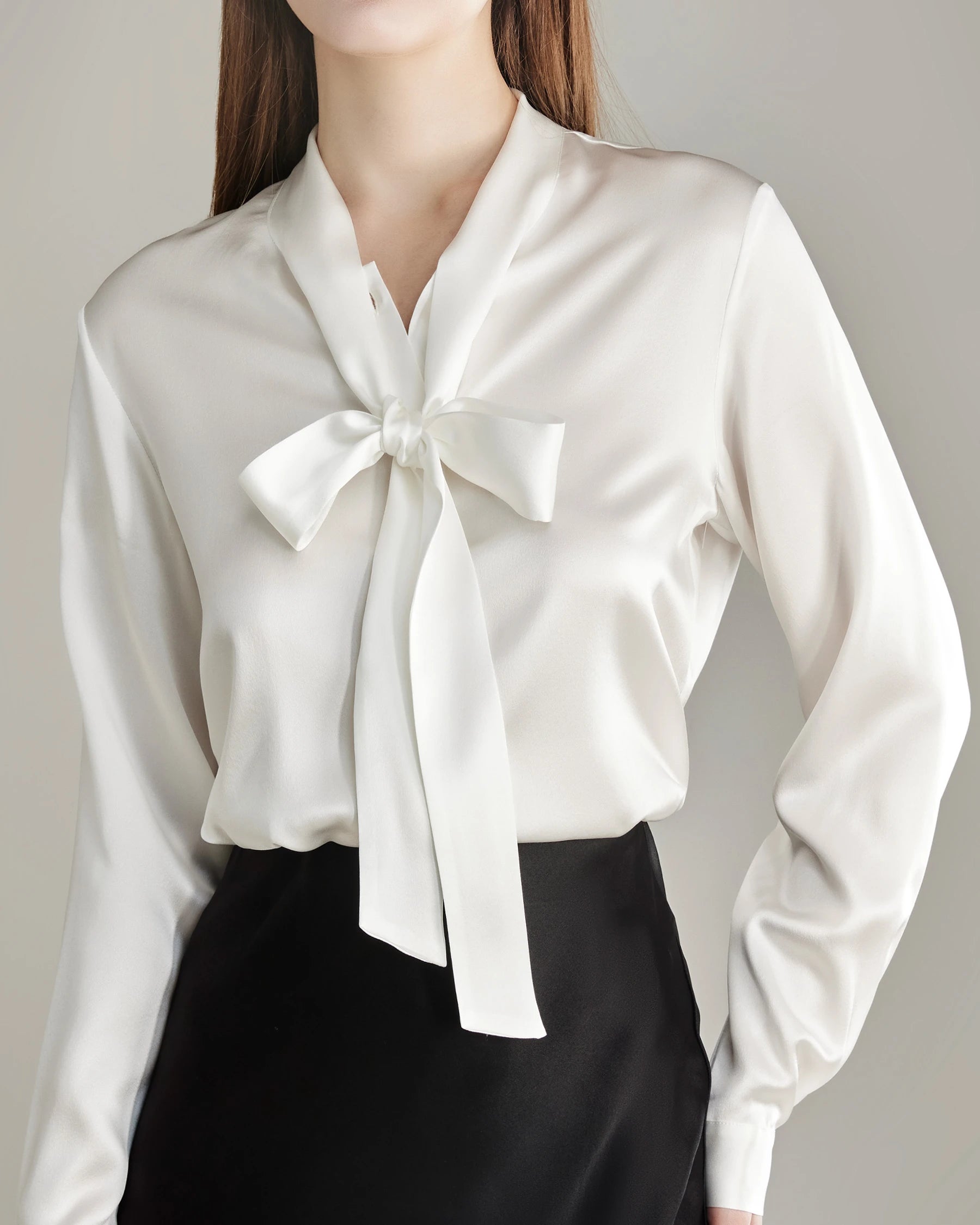 Elegant Silk Bow Tie Blouse