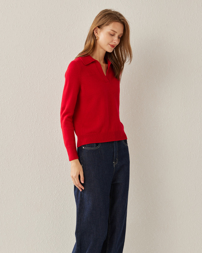 Women's Polo Collar Cashmere Sweater