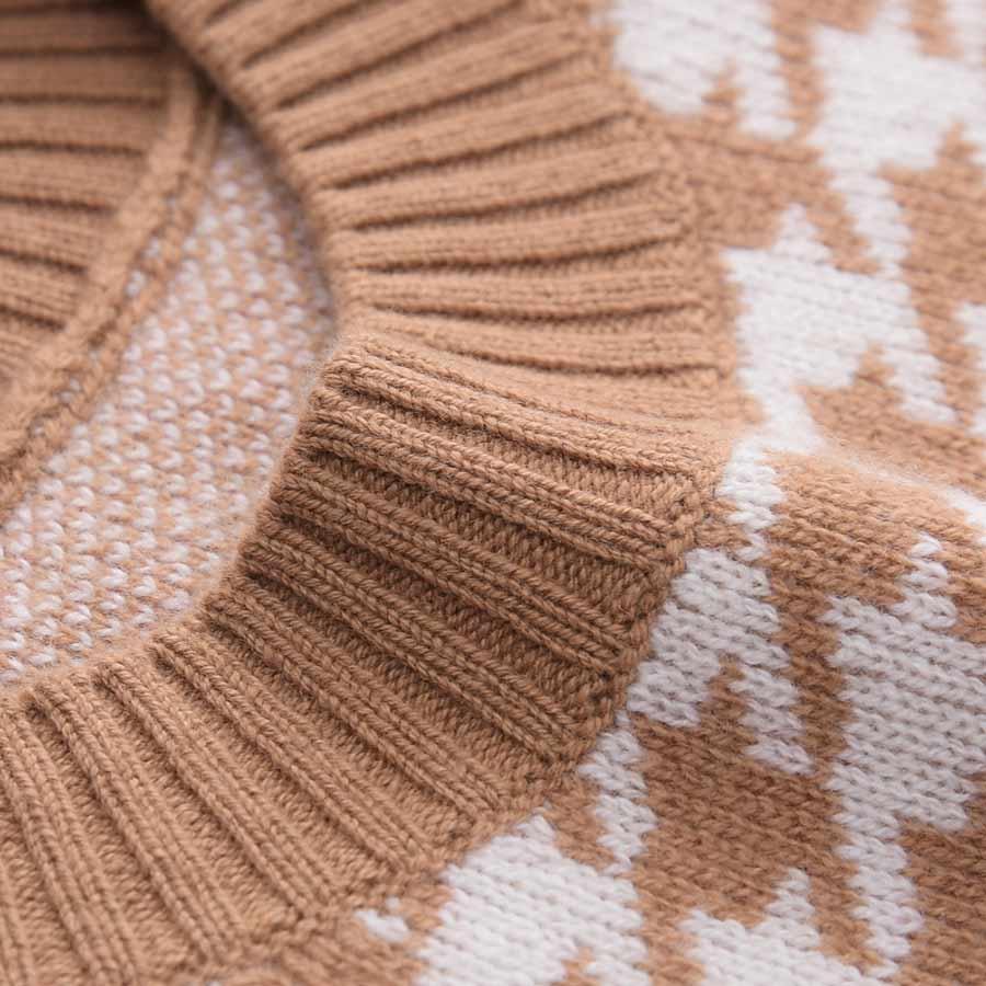 Cashmere Round Collar Houndstooth Sweater