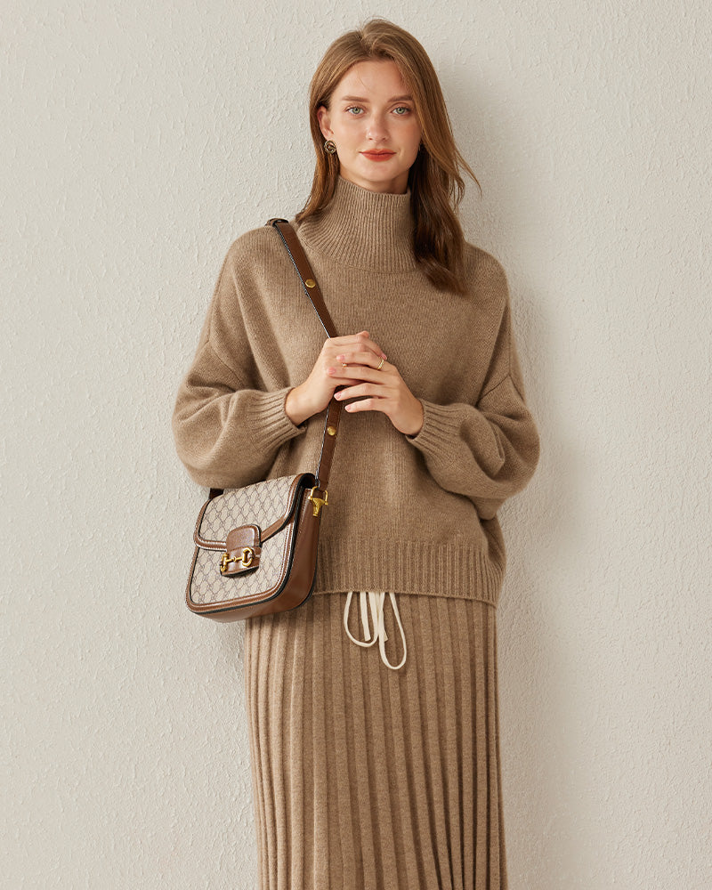 Luxe Oversized Cashmere Turtleneck Sweater