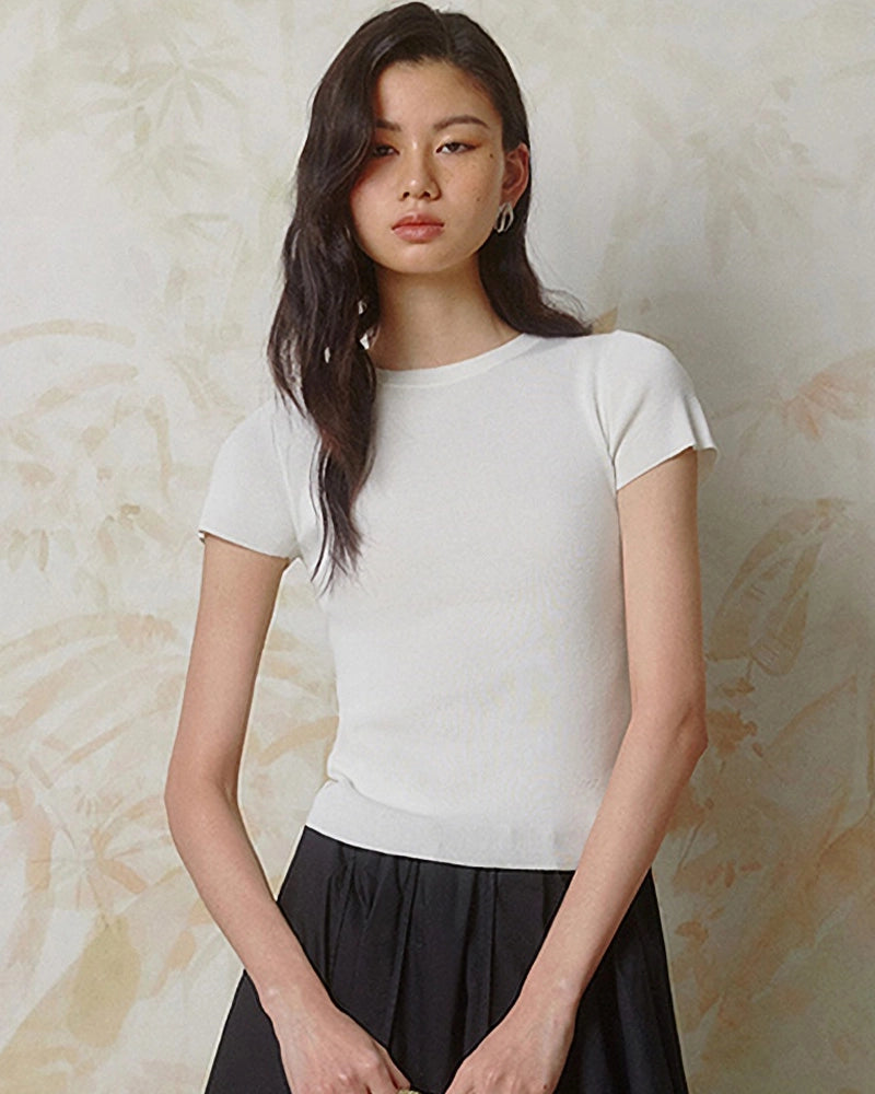 Women's Fitted Silk Jersey Crew Neck