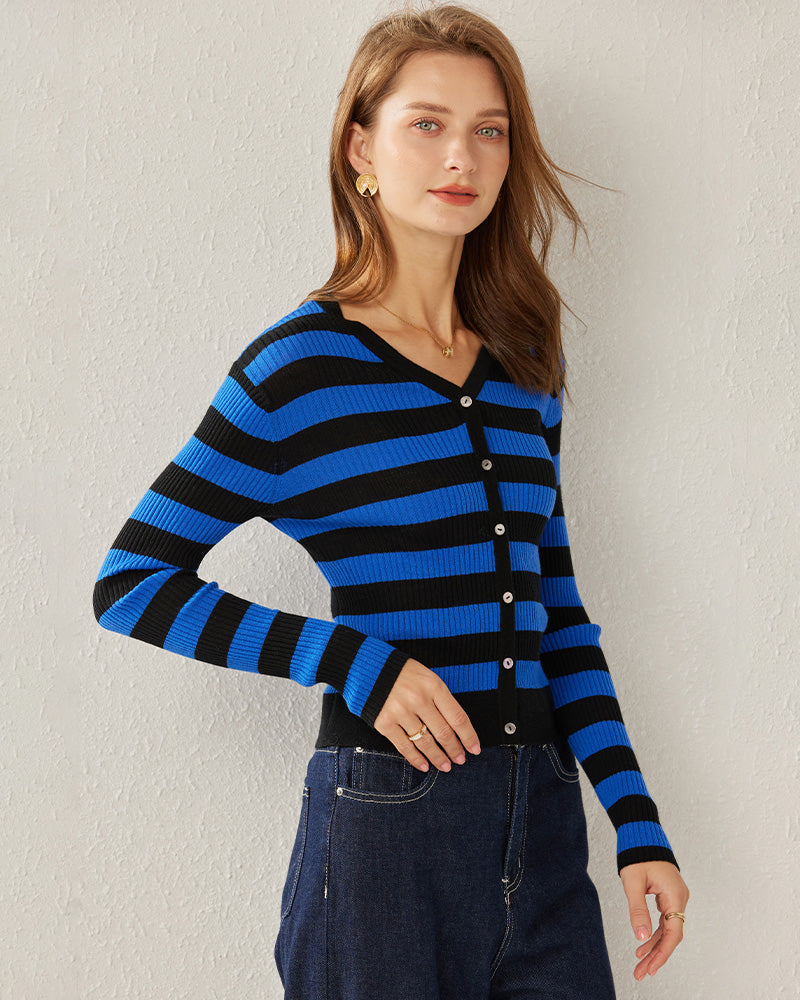Classic Stripe V-Neck Cardigan