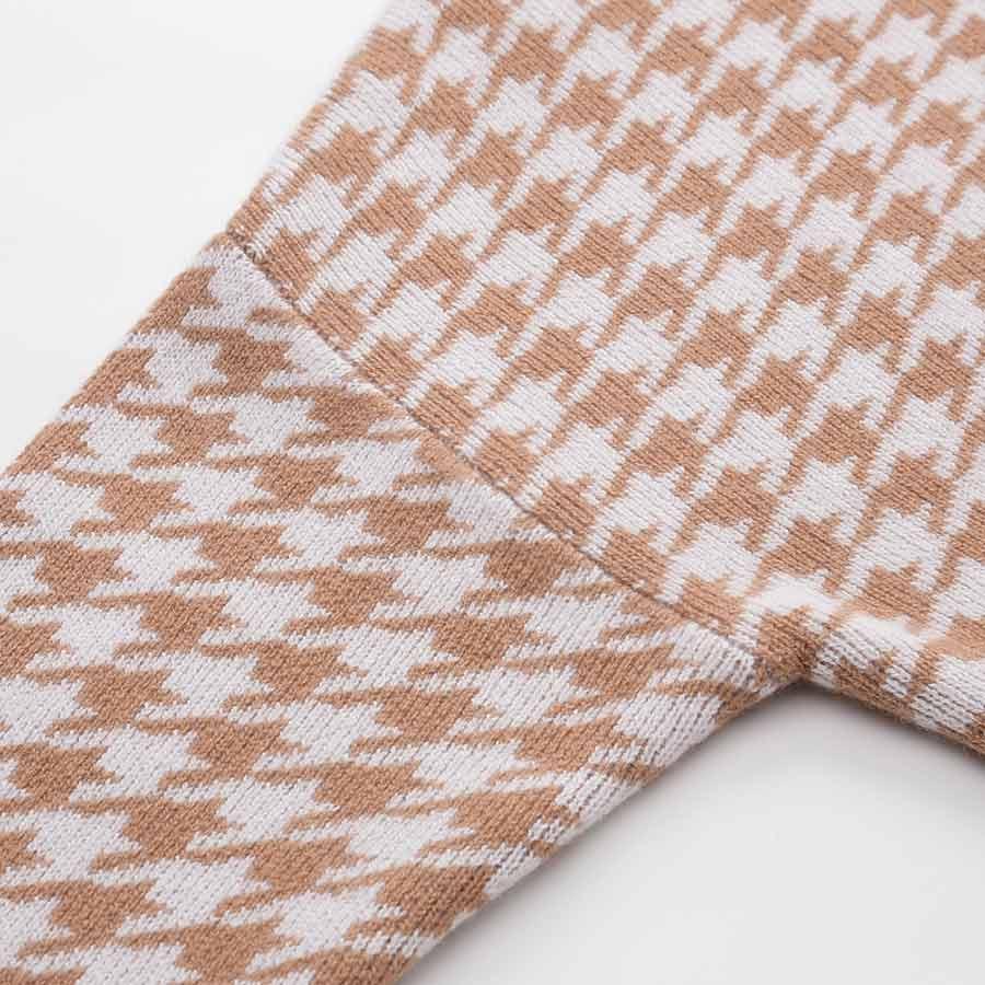 Cashmere Round Collar Houndstooth Sweater