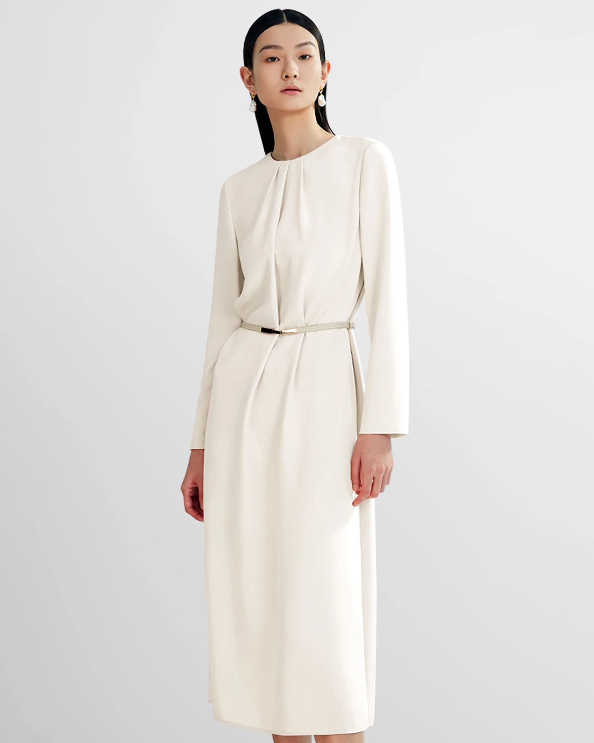 Ladies Basic Silk Dress With Back Slit