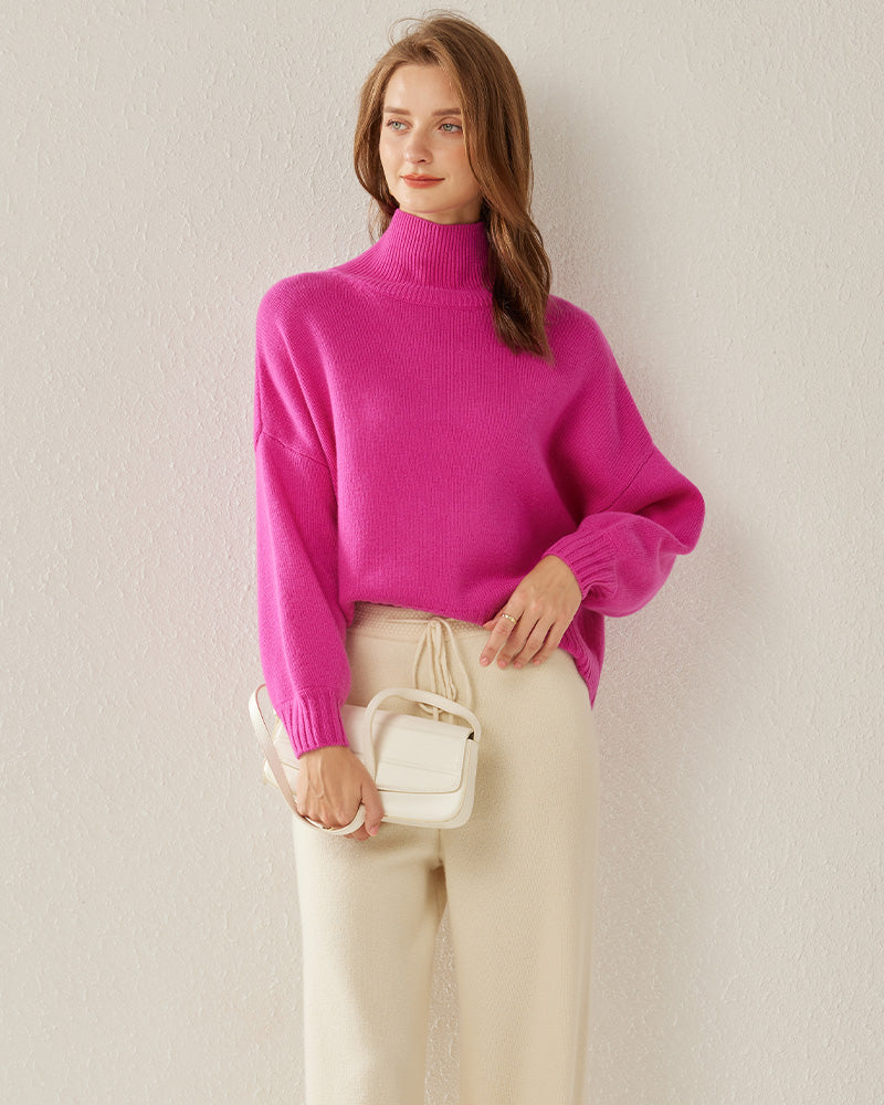 Luxe Oversized Cashmere Turtleneck Sweater