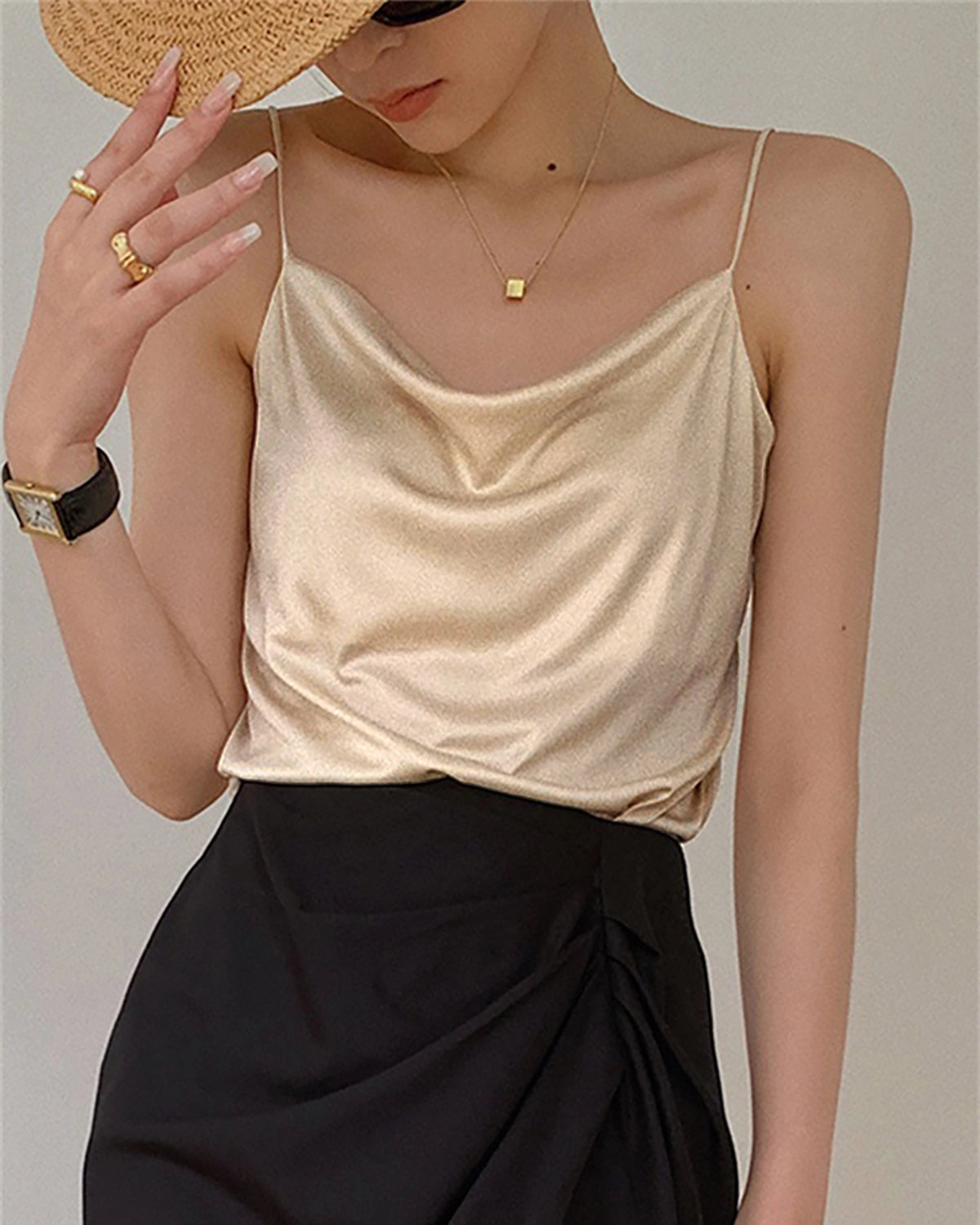 Cowl Neck Silk Camisole