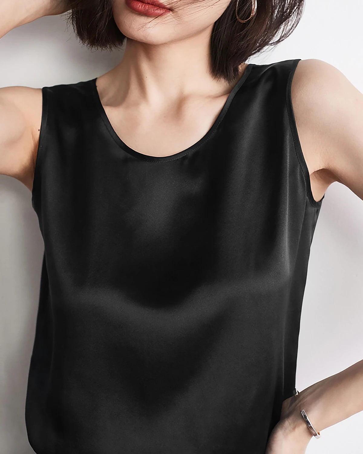 Round Neck Silk Shell Tank