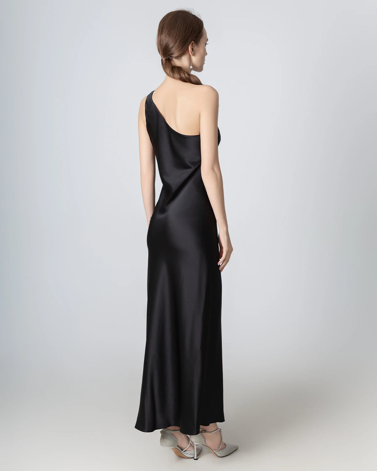 One Shoulder Maxi Silk Dress