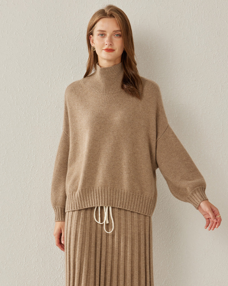 Luxe Oversized Cashmere Turtleneck Sweater