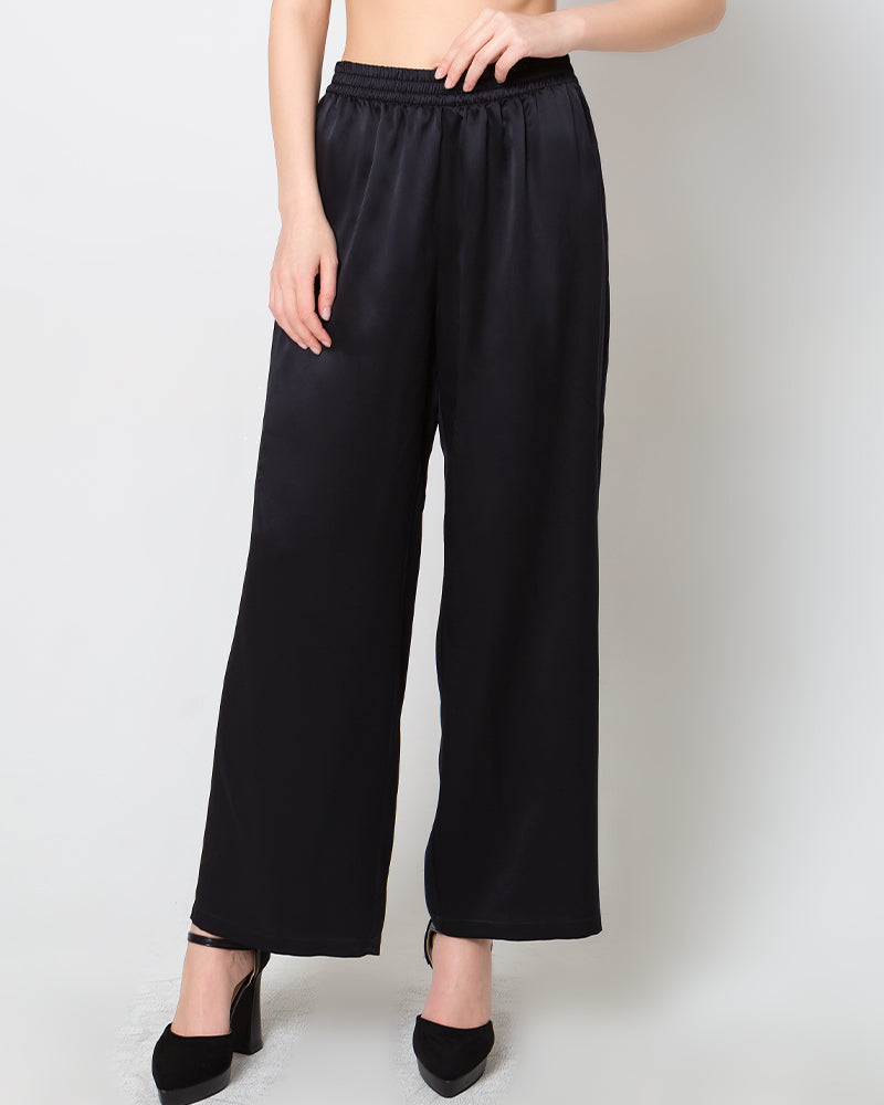 Women's Silk Satin Wide-Leg Pants