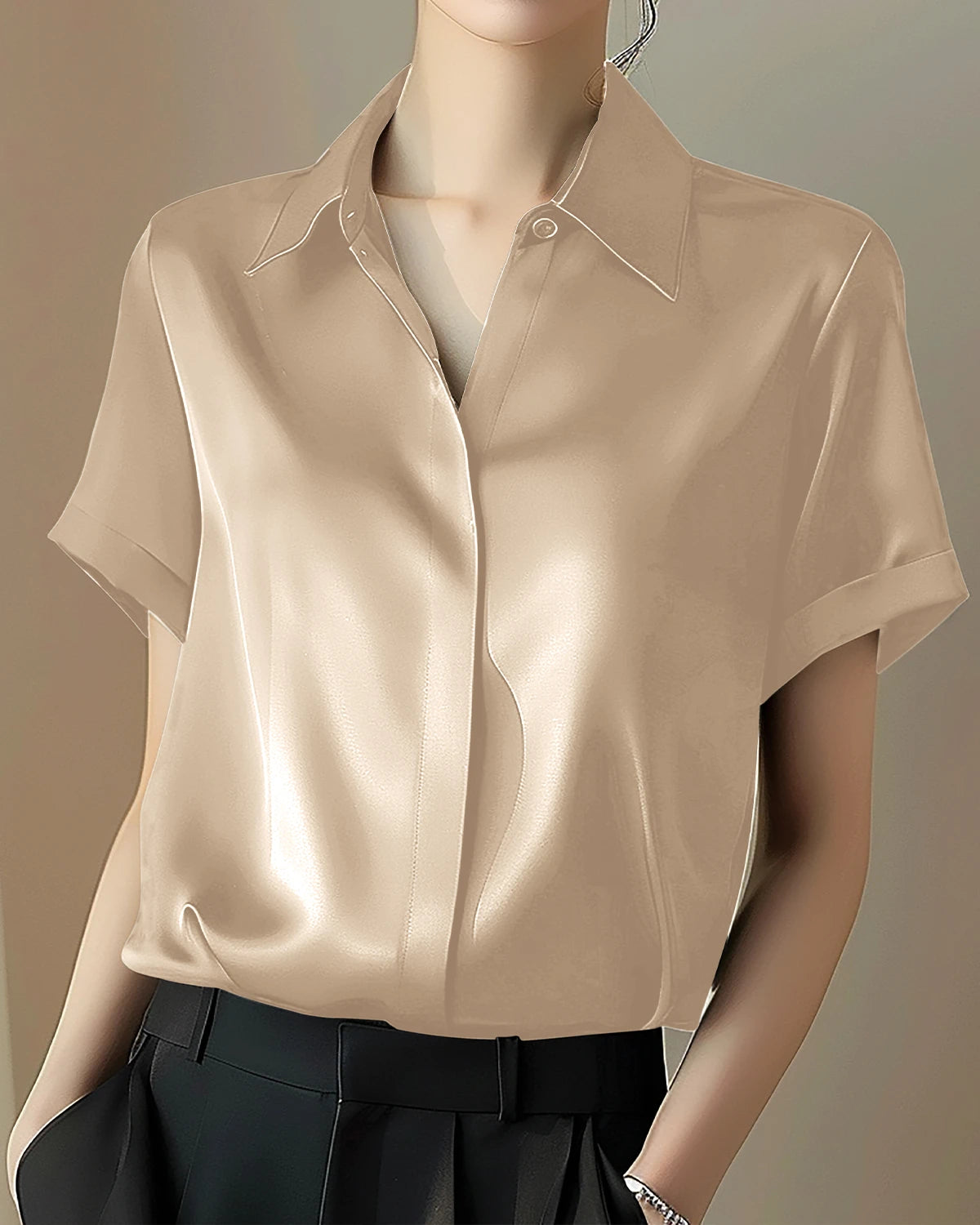 Classic Concealed Silk Shirt