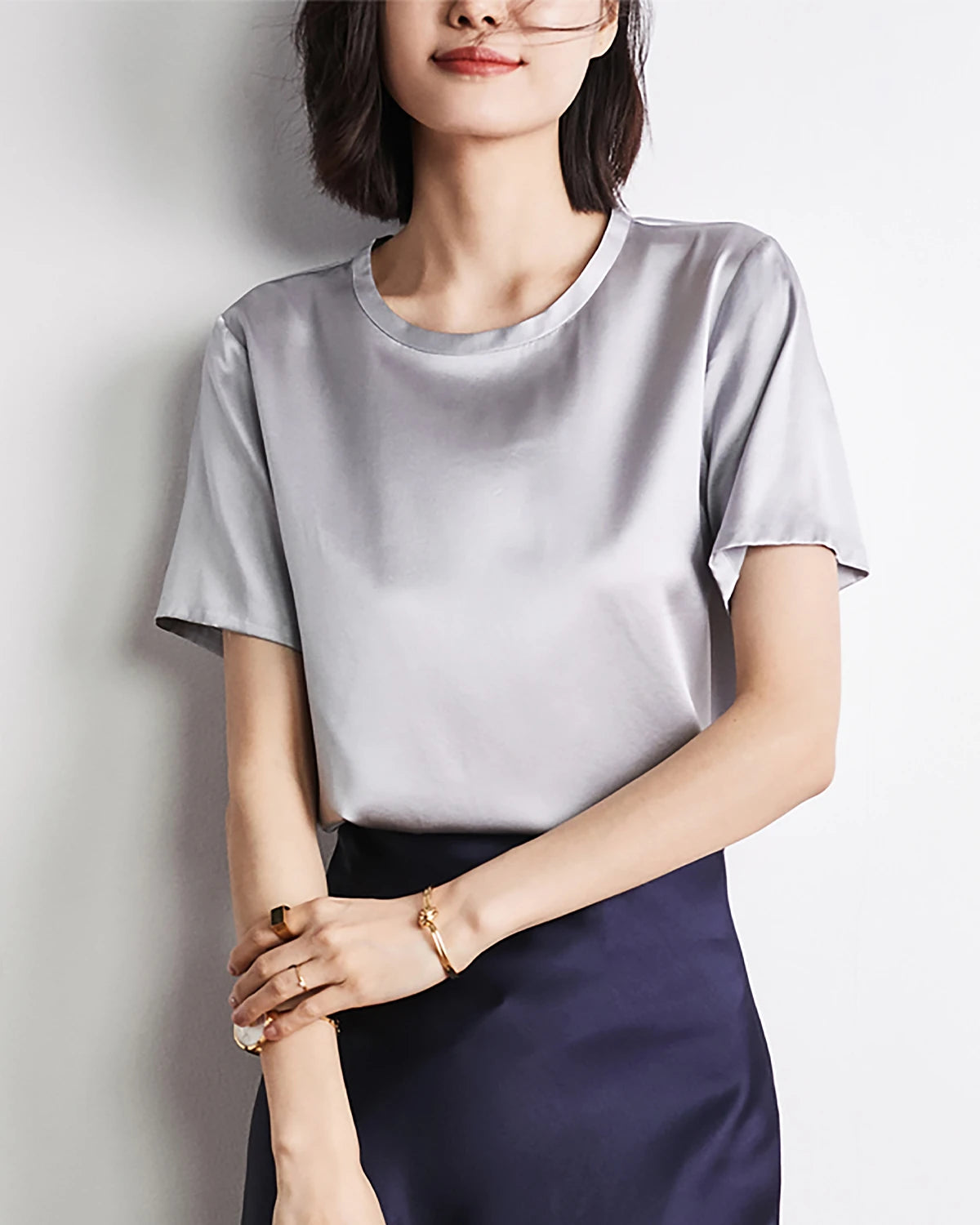 Women's Short Sleeve Silk Blouse