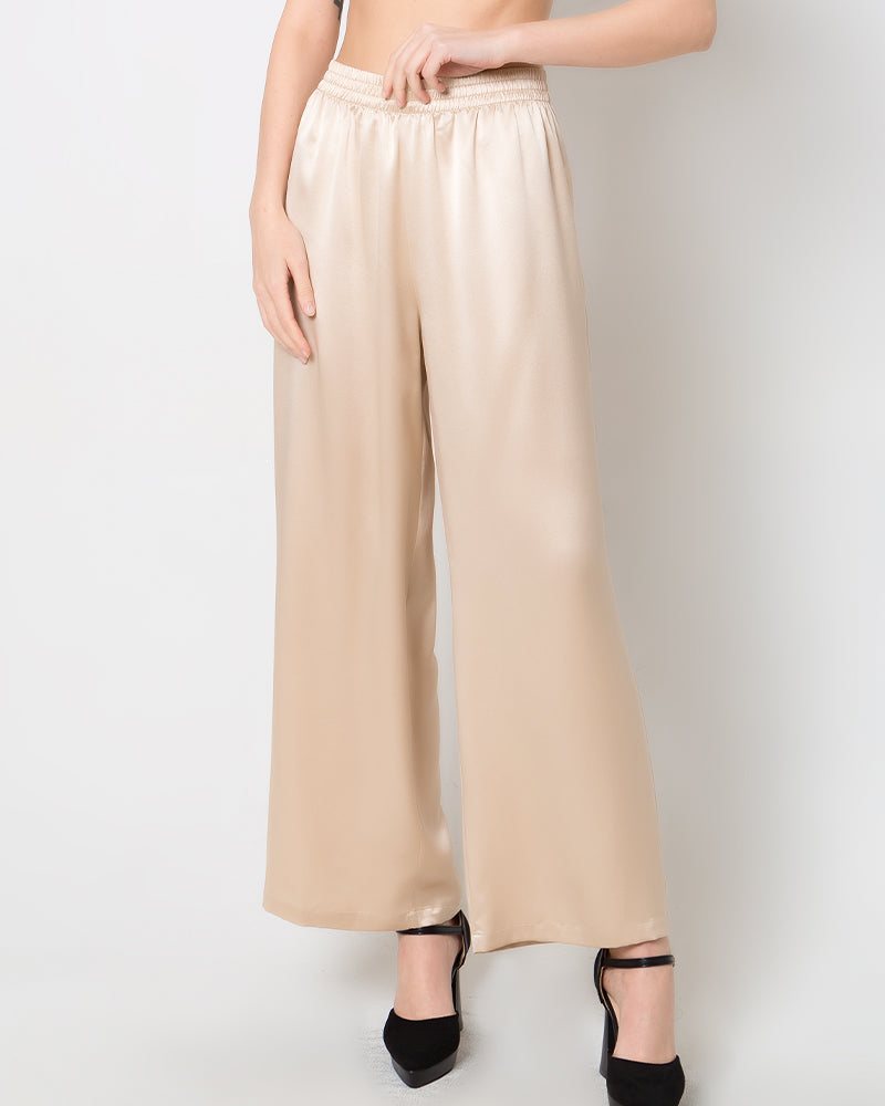 Women's Silk Satin Wide-Leg Pants