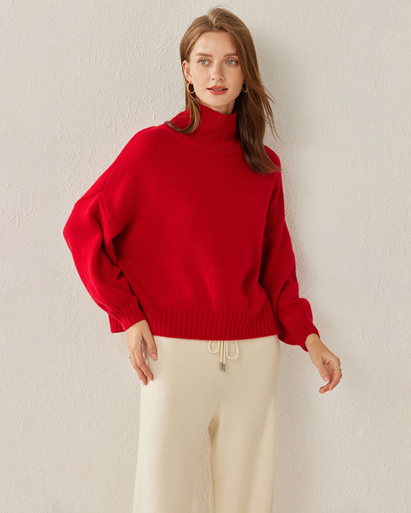 Luxe Oversized Cashmere Turtleneck Sweater