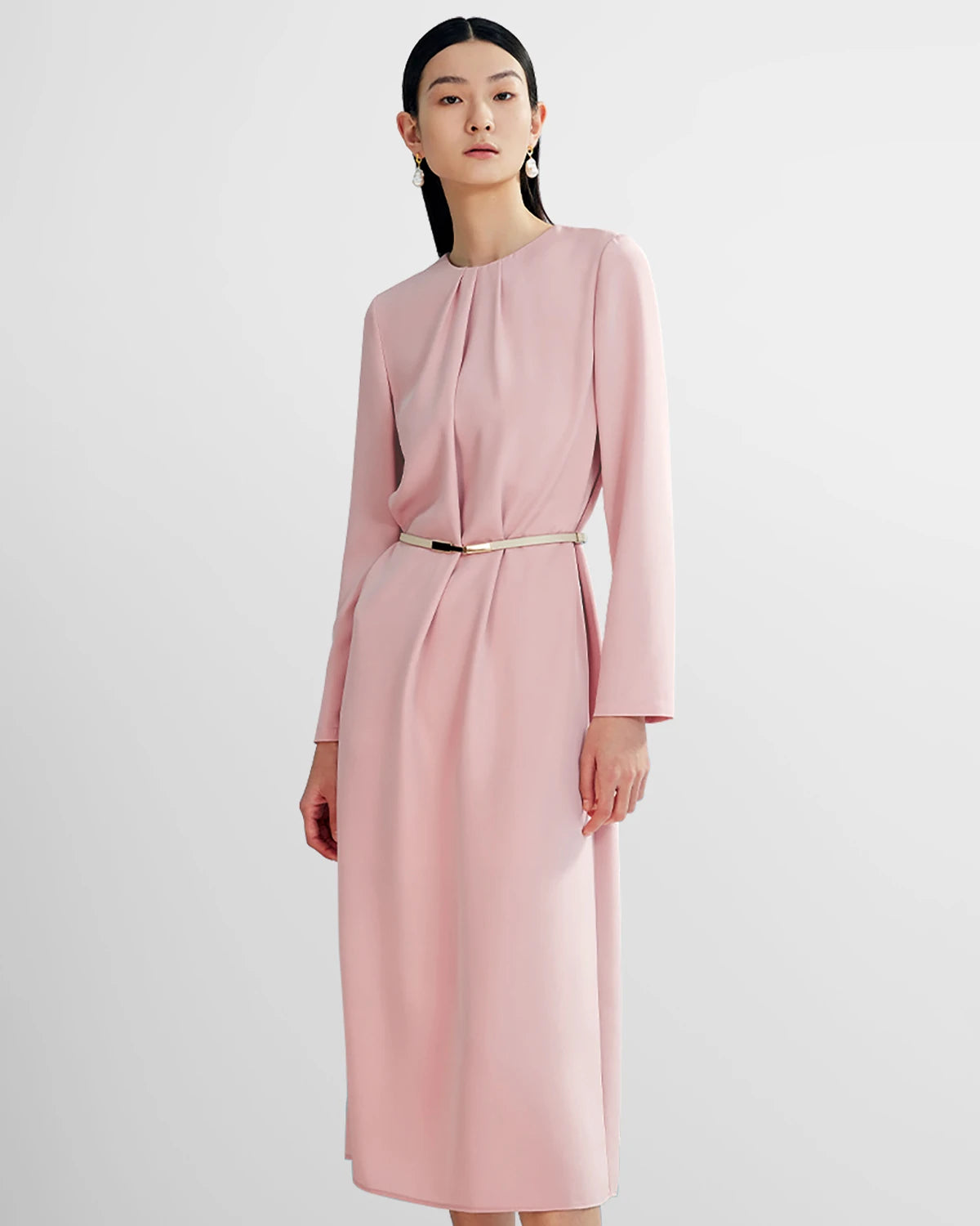 Ladies Basic Silk Dress With Back Slit